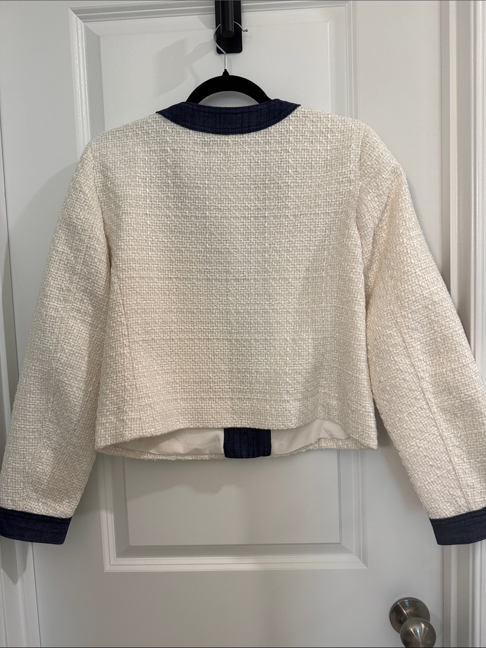 NWT LOFT Denim Trimmed Tweed Jacket - Picture 10 of 13